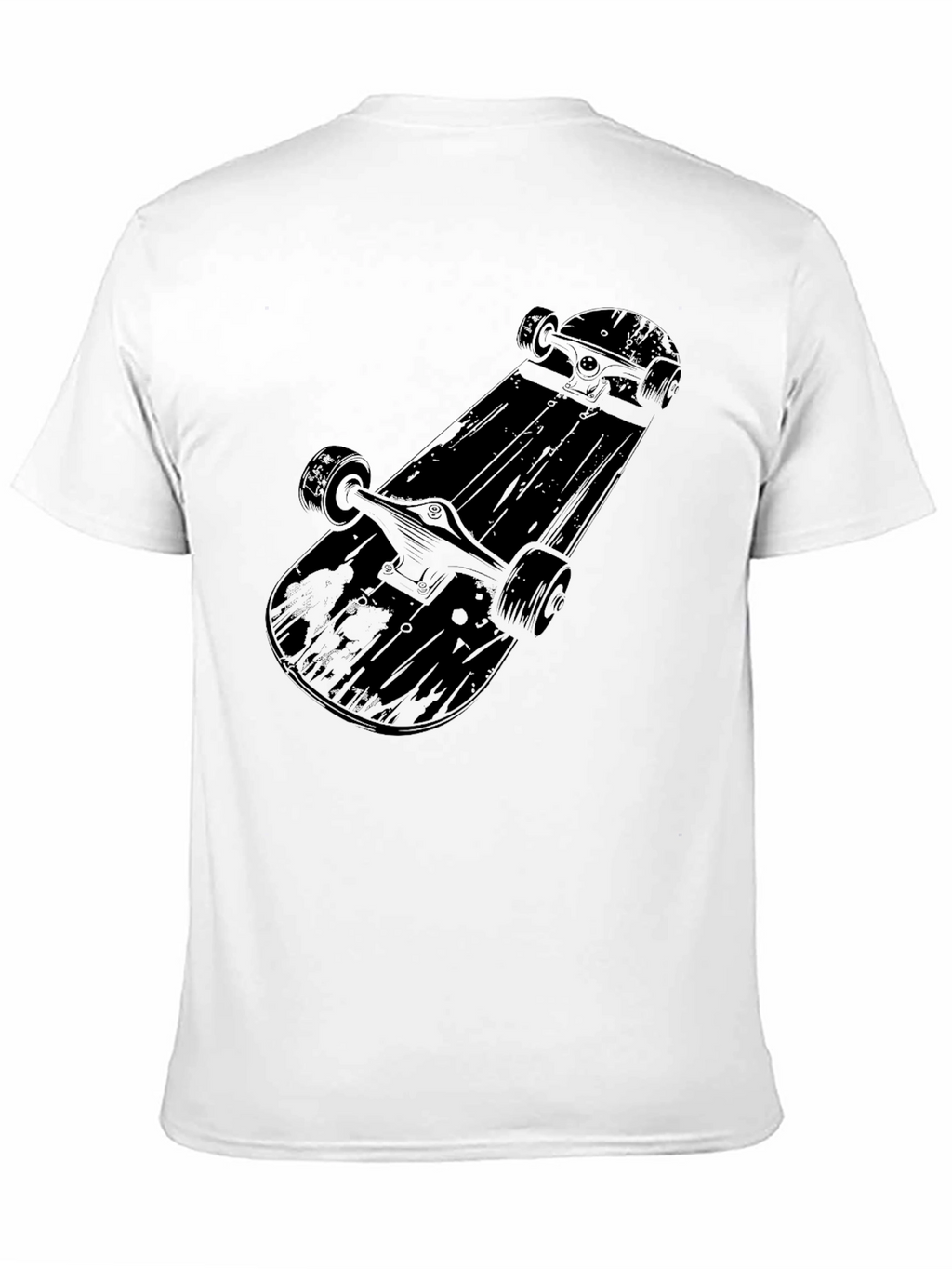 Skateboard Graphic Tee - Mens Black Cotton T-Shirt