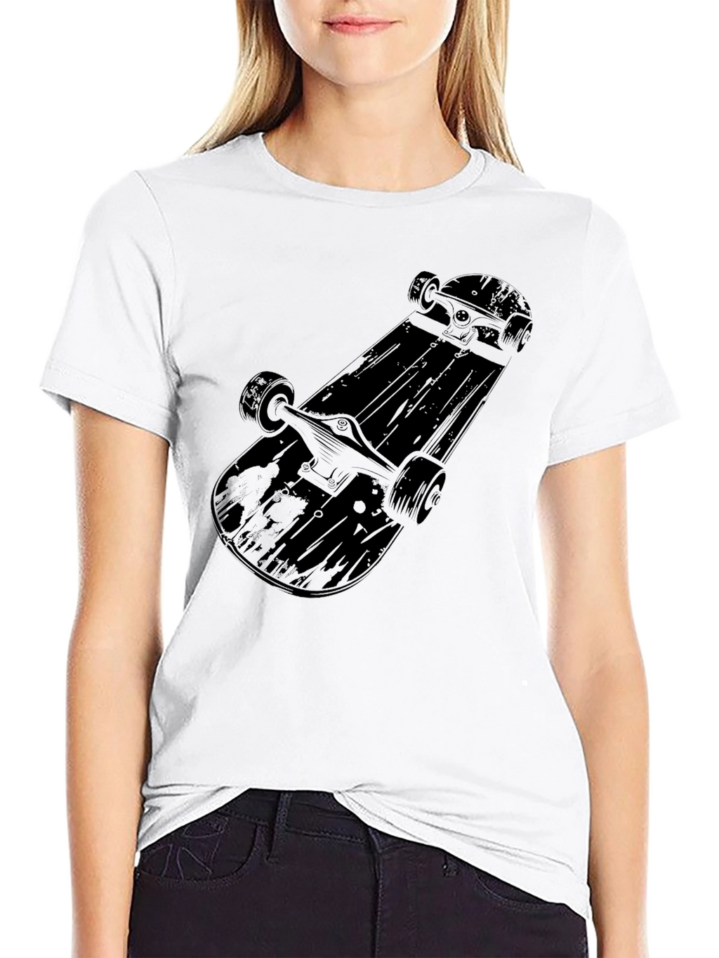 Skateboard Graphic Tee - Mens Black Cotton T-Shirt