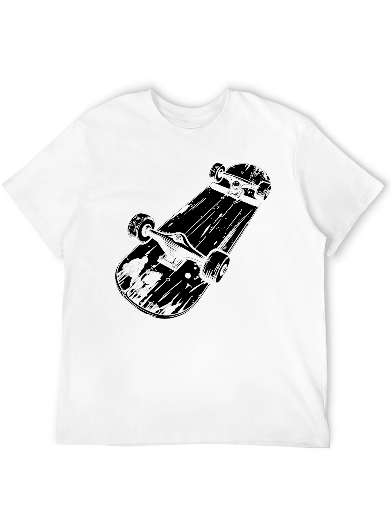 Skateboard Graphic Tee - Mens Black Cotton T-Shirt