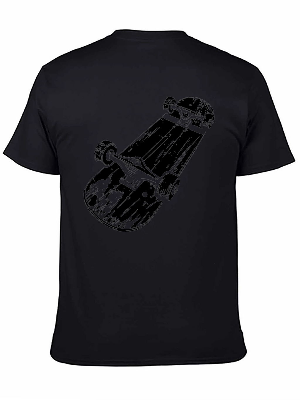 Skateboard Graphic Tee - Mens Black Cotton T-Shirt