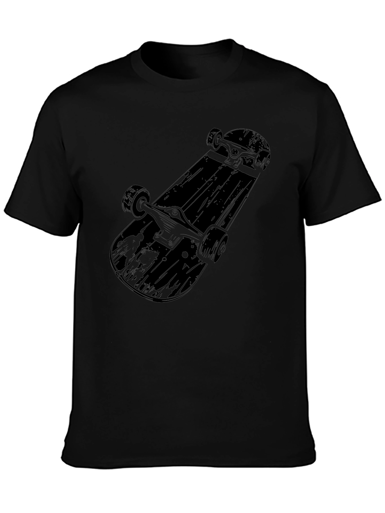 Skateboard Graphic Tee - Mens Black Cotton T-Shirt