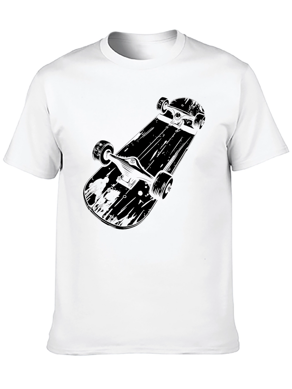 Skateboard Graphic Tee - Mens Black Cotton T-Shirt