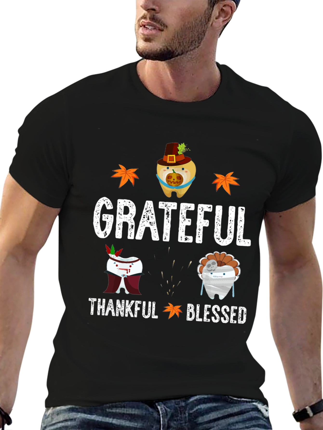 Grateful Thankful Blessed Thanksgiving T-Shirt