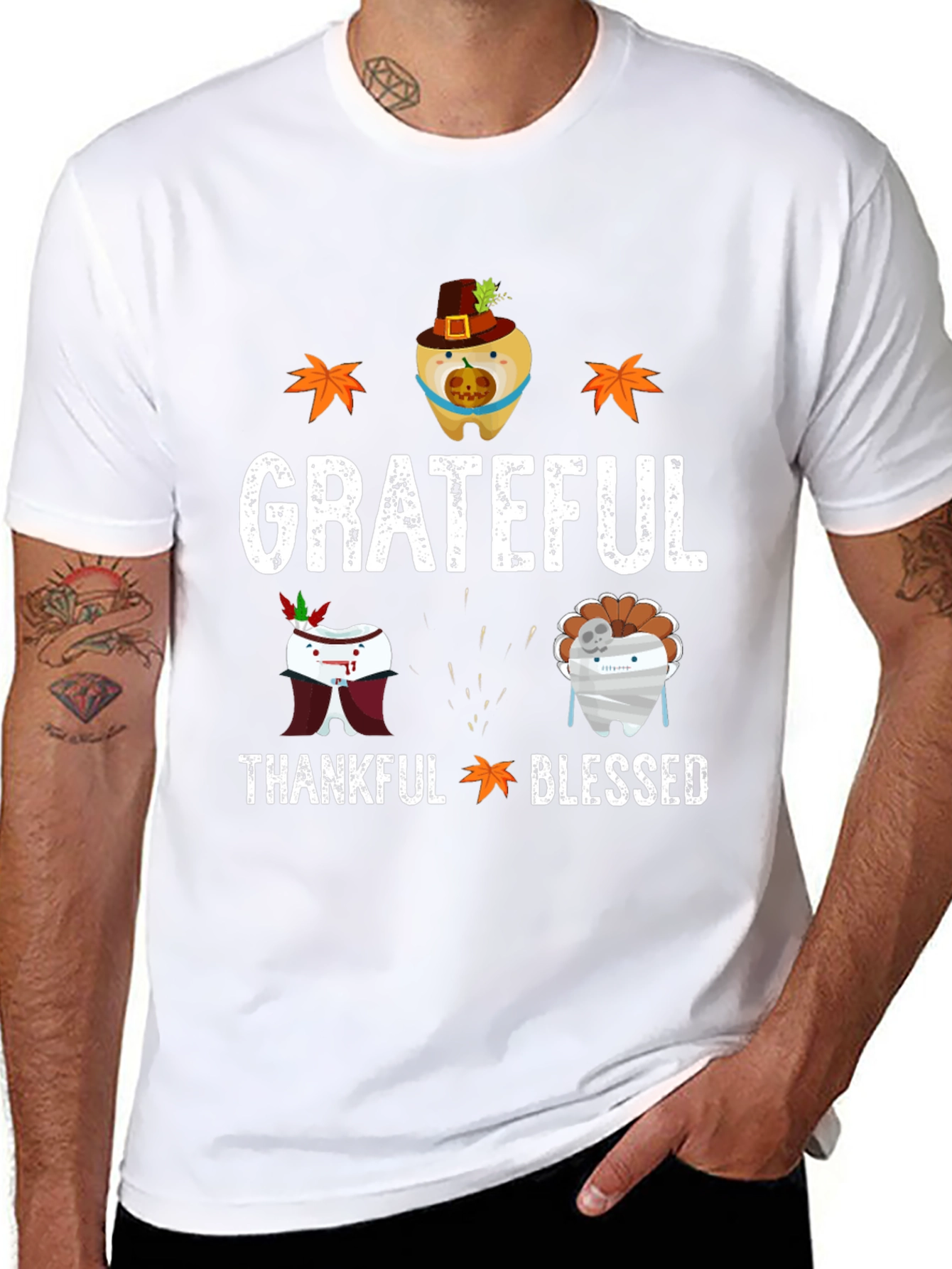 Grateful Thankful Blessed Thanksgiving T-Shirt