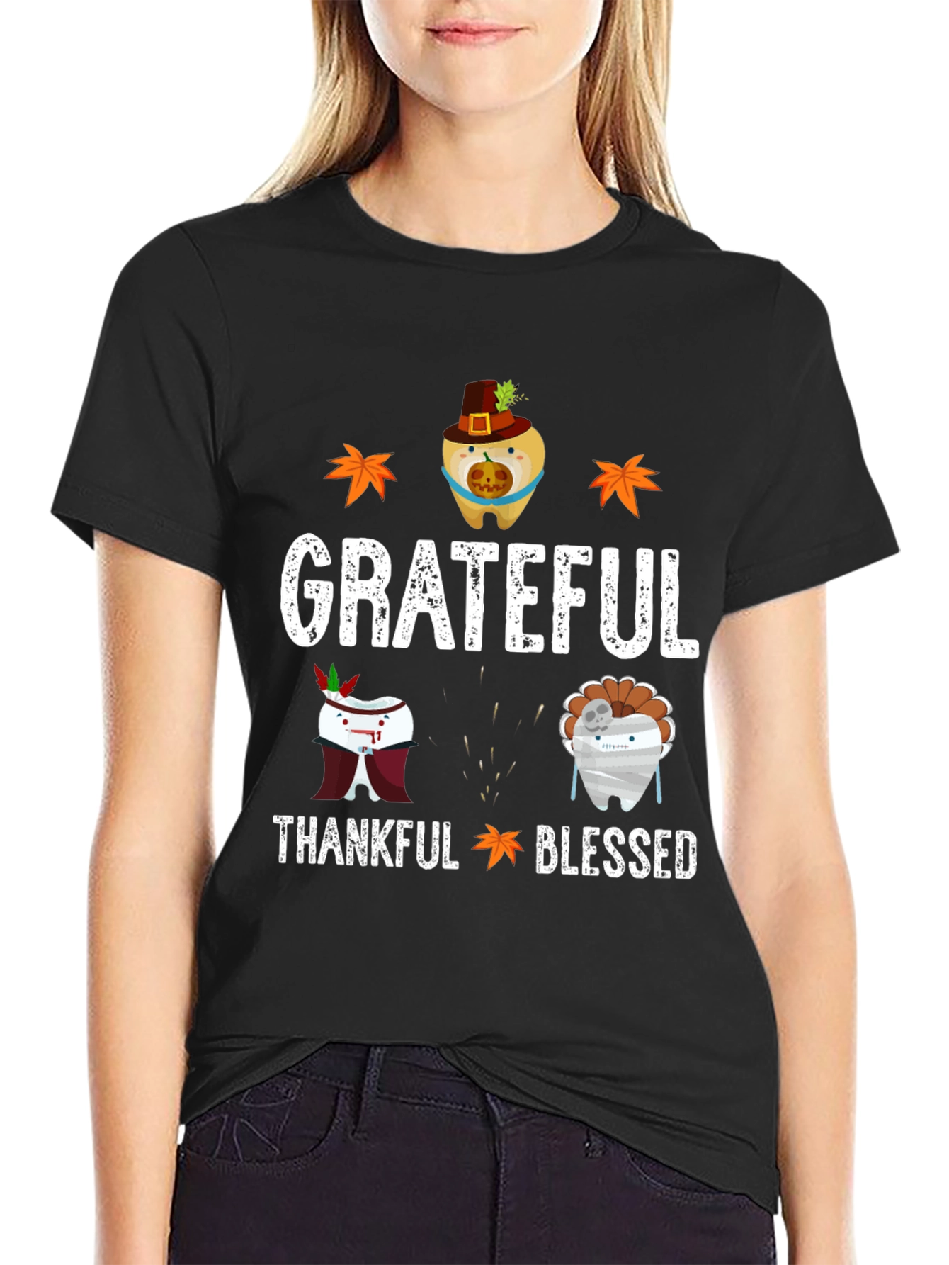 Grateful Thankful Blessed Thanksgiving T-Shirt