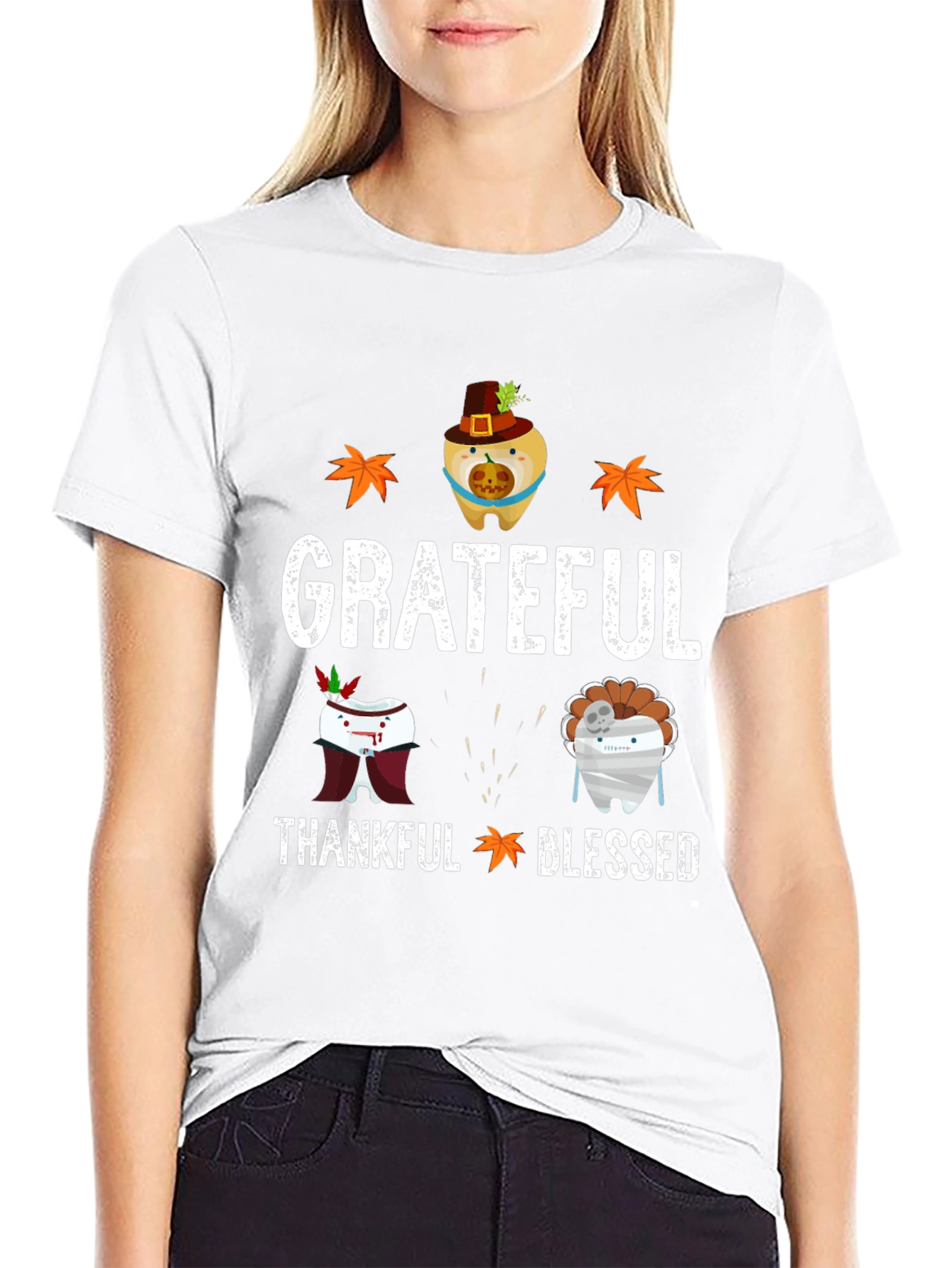 Grateful Thankful Blessed Thanksgiving T-Shirt