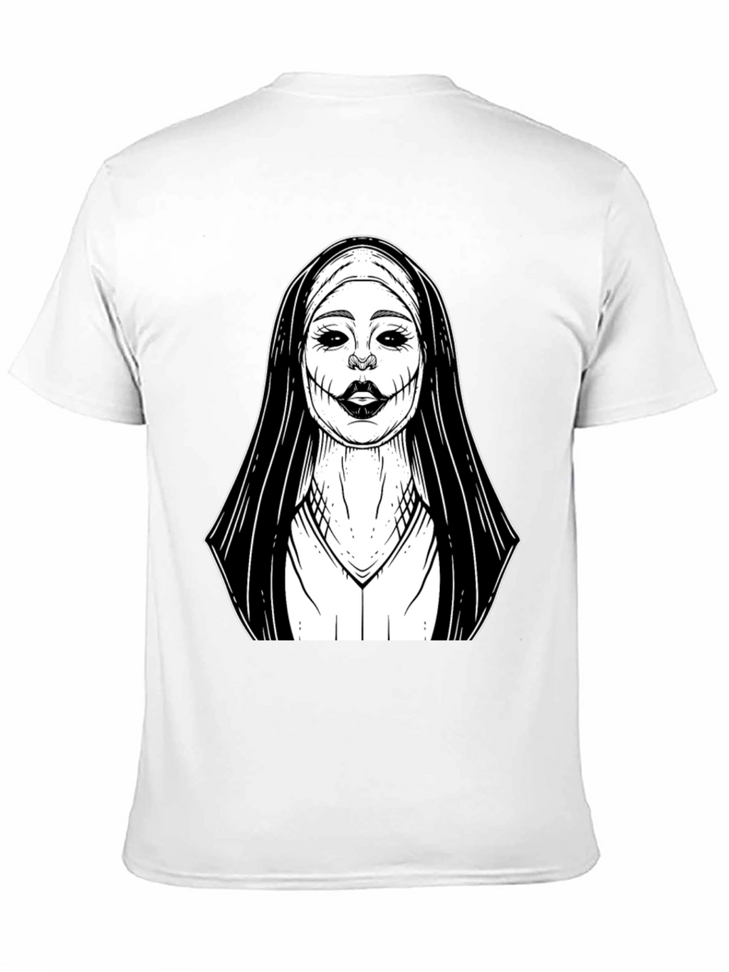 Creepy Nun Graphic Tee - Black Cotton T-Shirt
