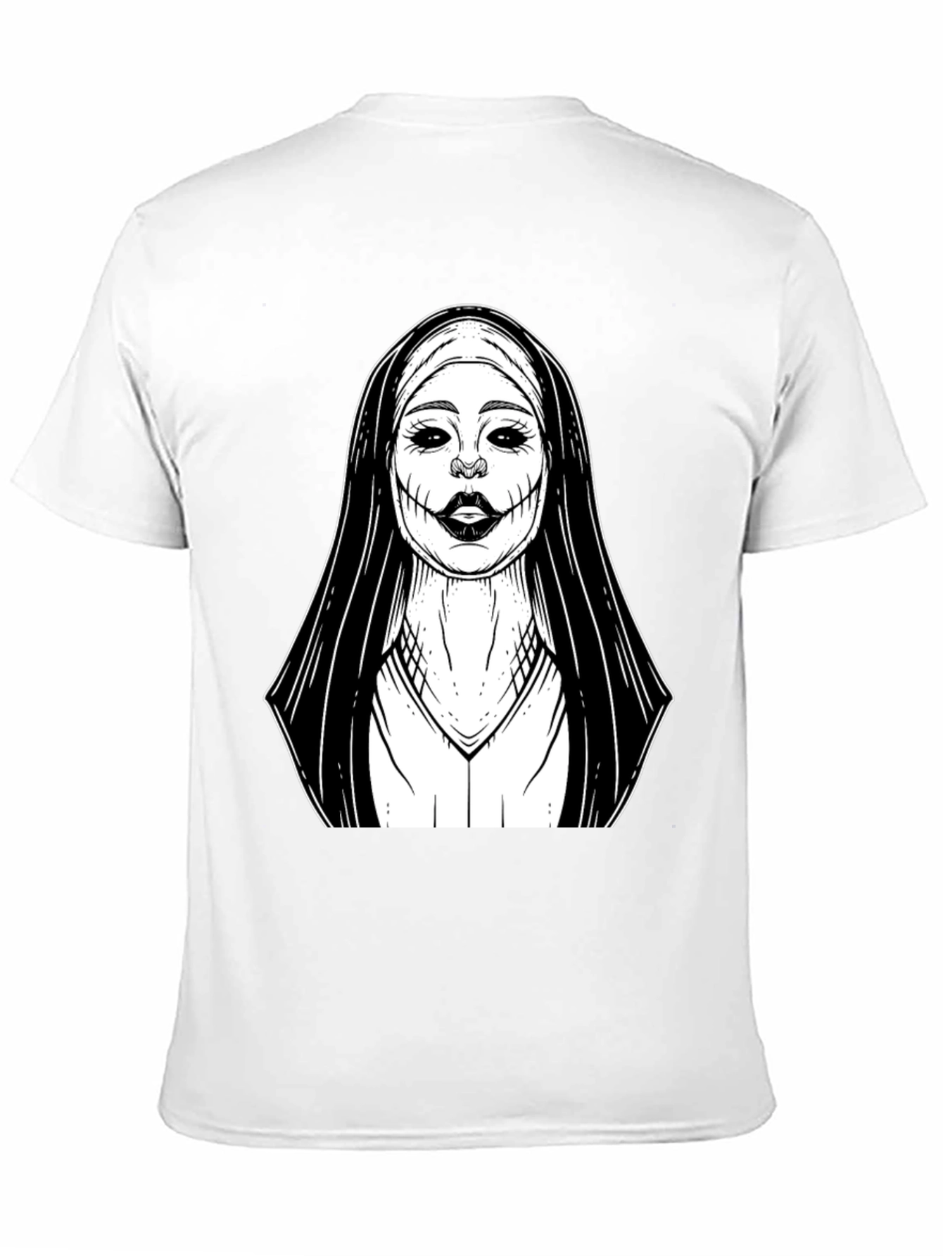 Creepy Nun Graphic Tee - Black Cotton T-Shirt