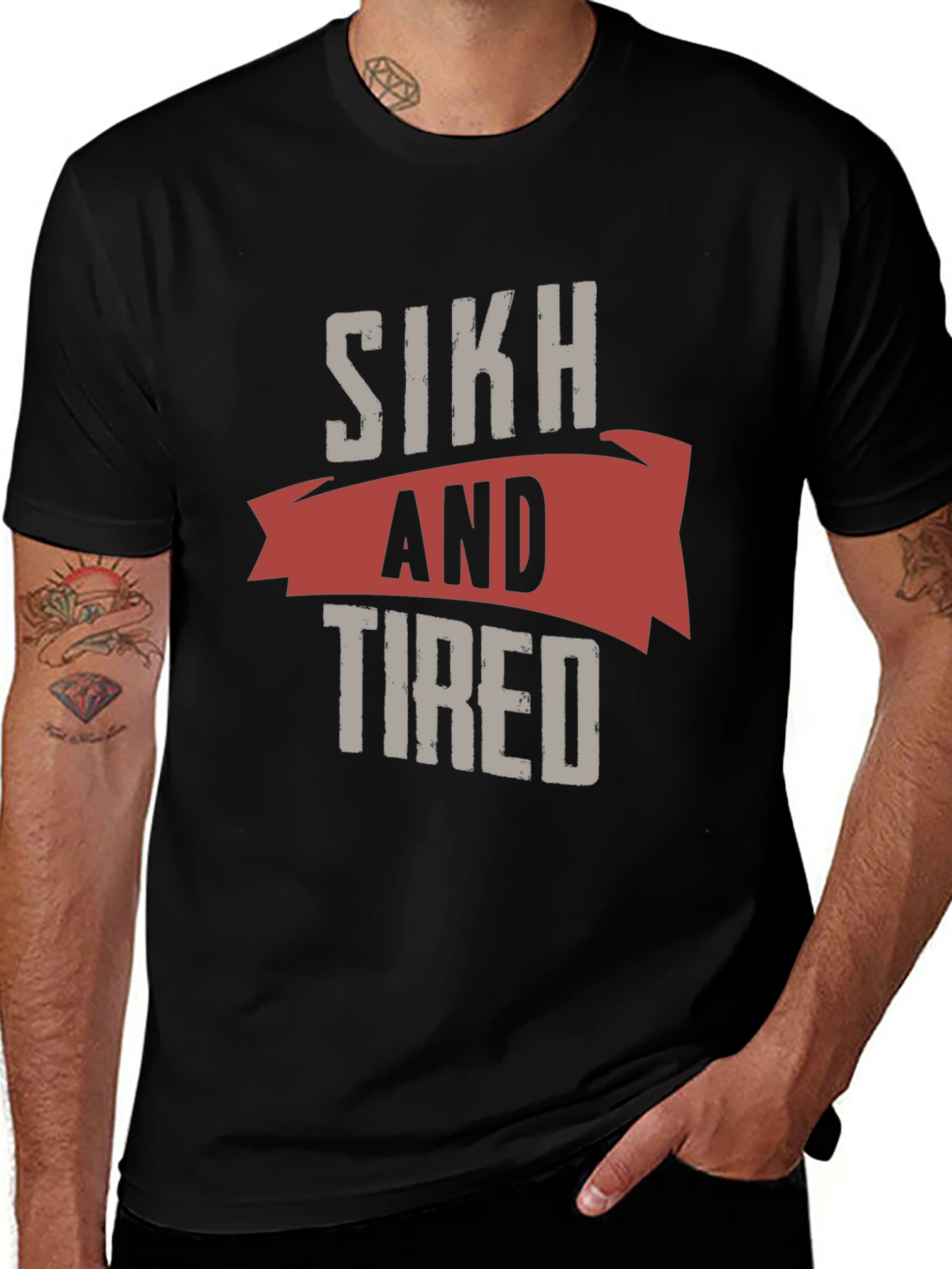 Sikh and Tired Graphic T-Shirt - Black