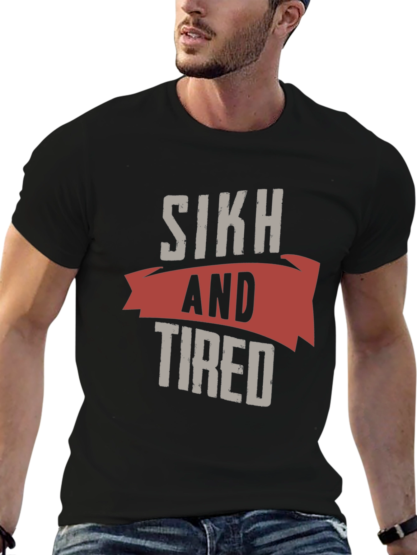 Sikh and Tired Graphic T-Shirt - Black