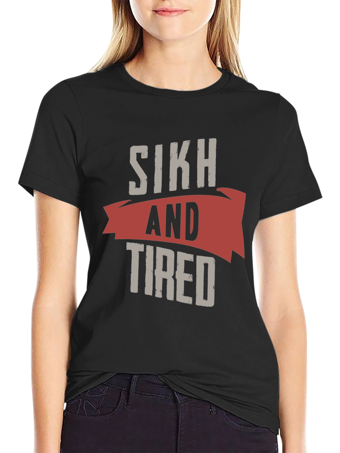 Sikh and Tired Graphic T-Shirt - Black