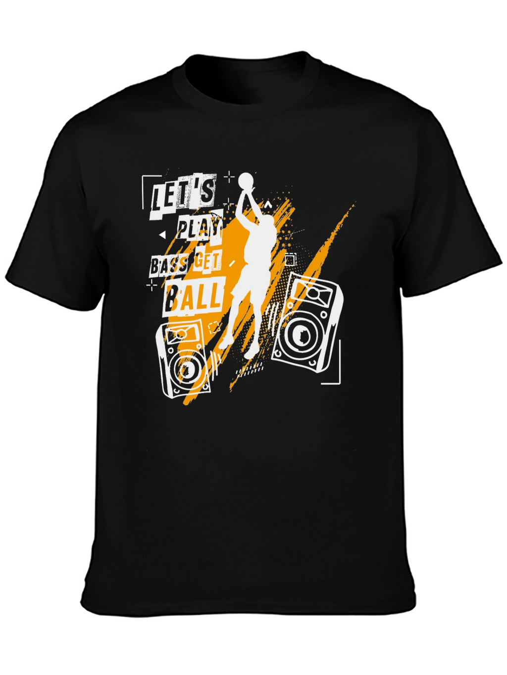 Lets Play Bass Get Ball Black Graphic T-Shirt