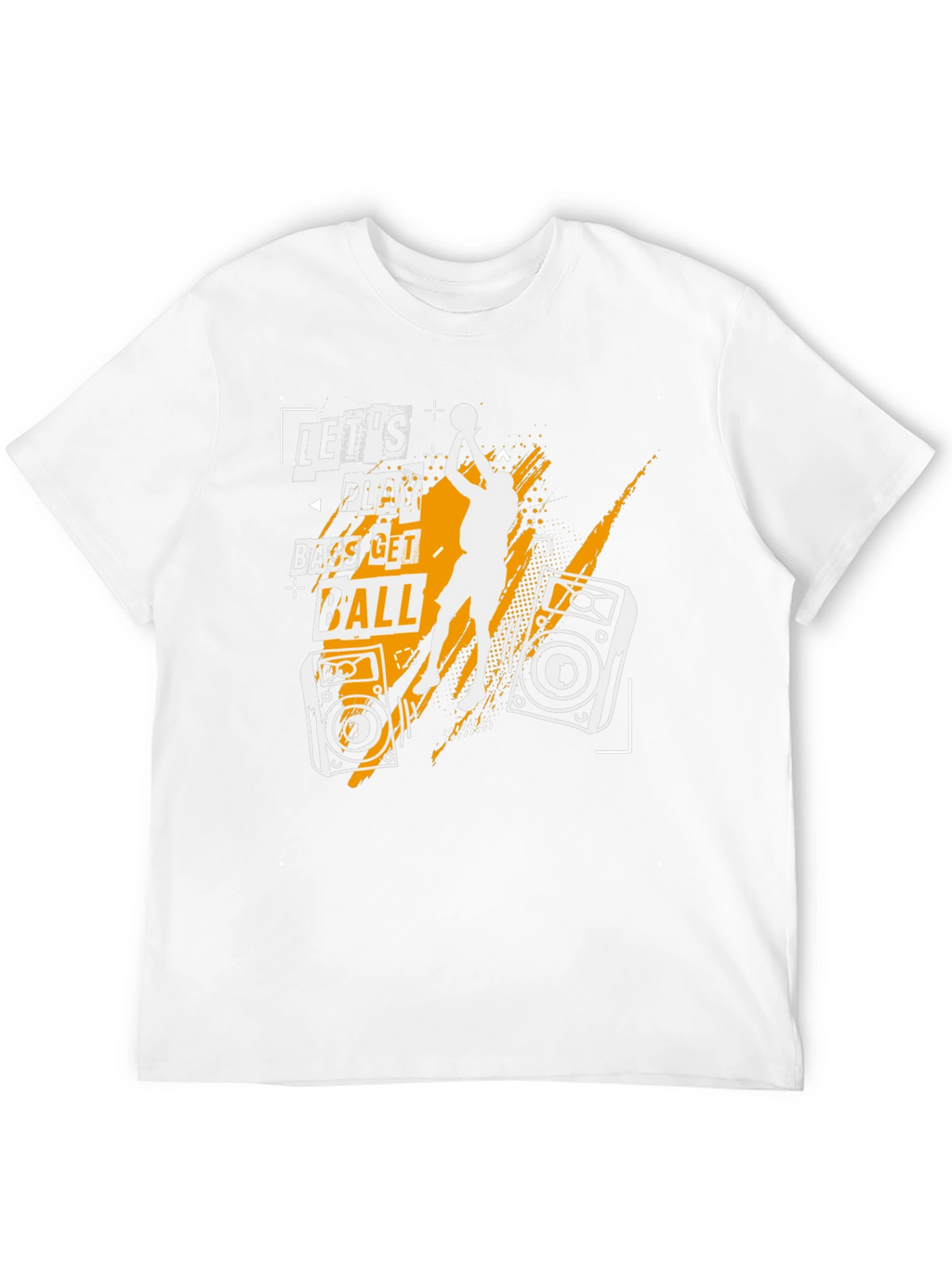 Lets Play Bass Get Ball Black Graphic T-Shirt