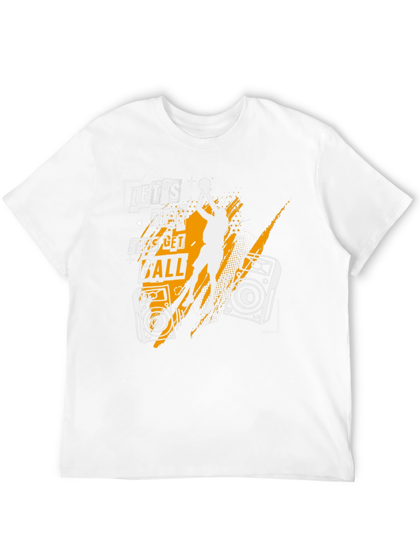 Lets Play Bass Get Ball Black Graphic T-Shirt