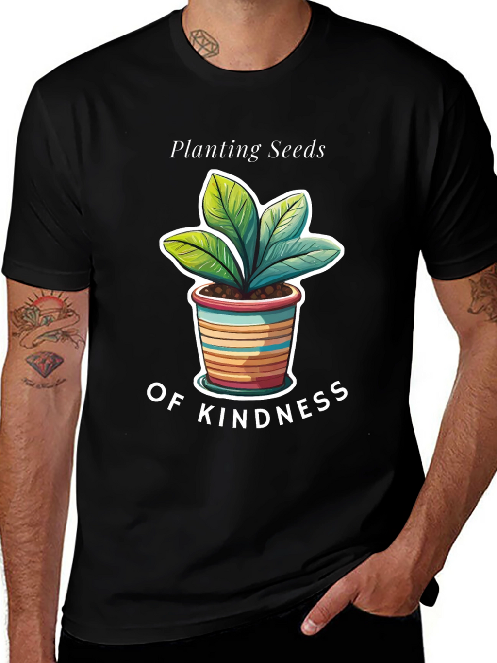 Planting Seeds of Kindness Black Graphic T-Shirt