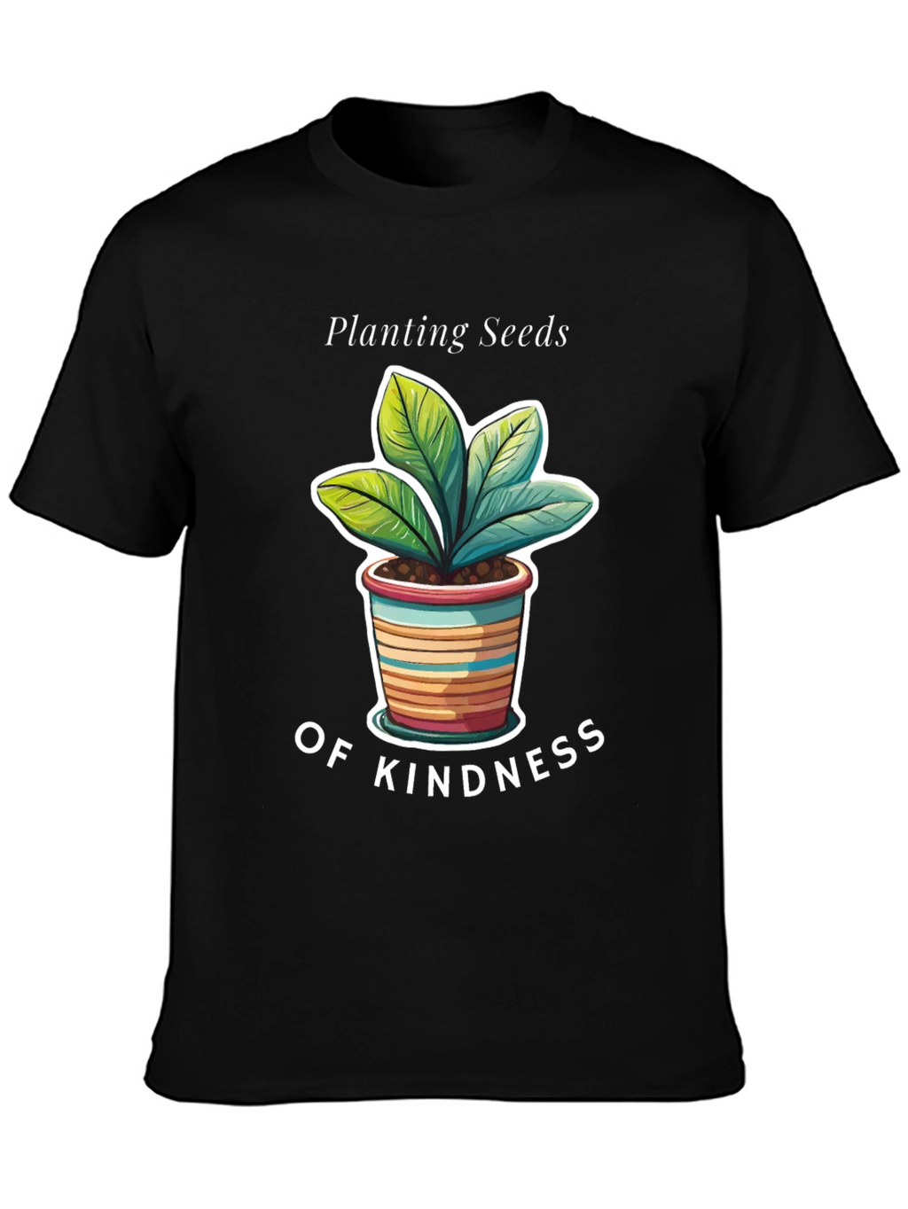 Planting Seeds of Kindness Black Graphic T-Shirt
