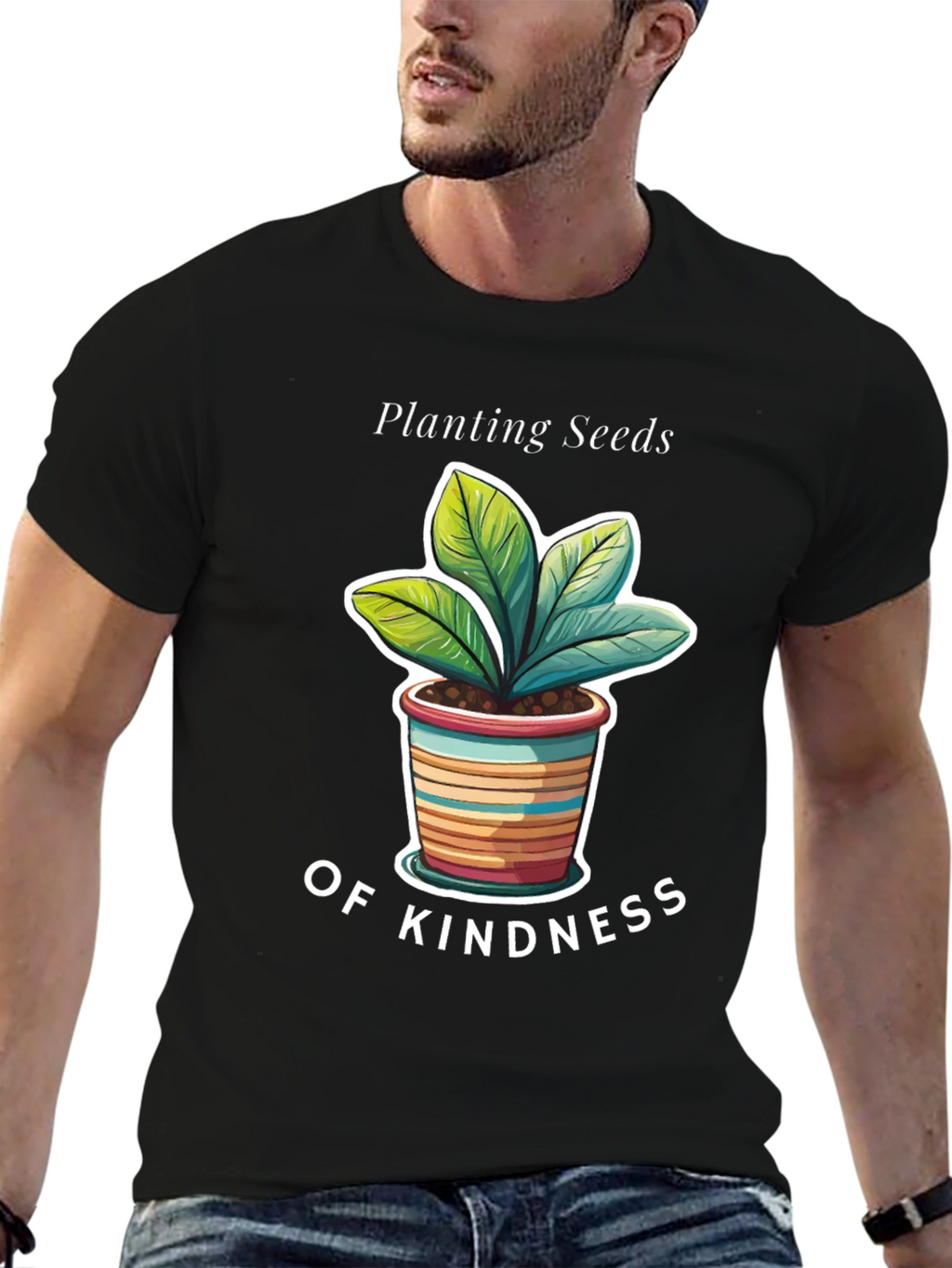 Planting Seeds of Kindness Black Graphic T-Shirt