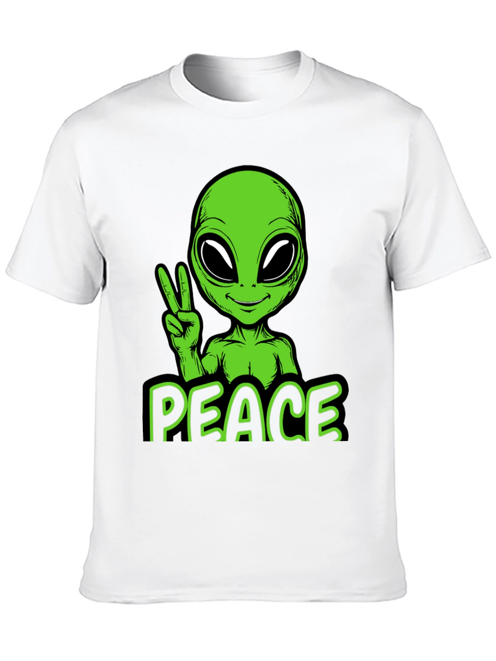 Alien Peace Graphic Tee - Black Cotton Blend