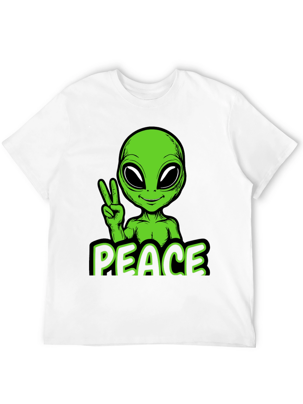 Alien Peace Graphic Tee - Black Cotton Blend