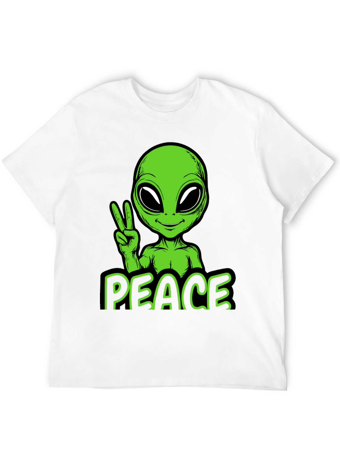 Alien Peace Graphic Tee - Black Cotton Blend