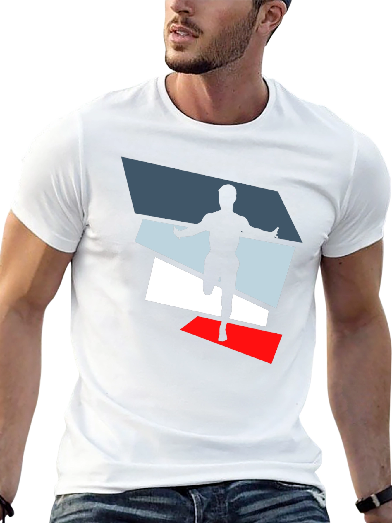 Mens Black Graphic Tee - Runner Design