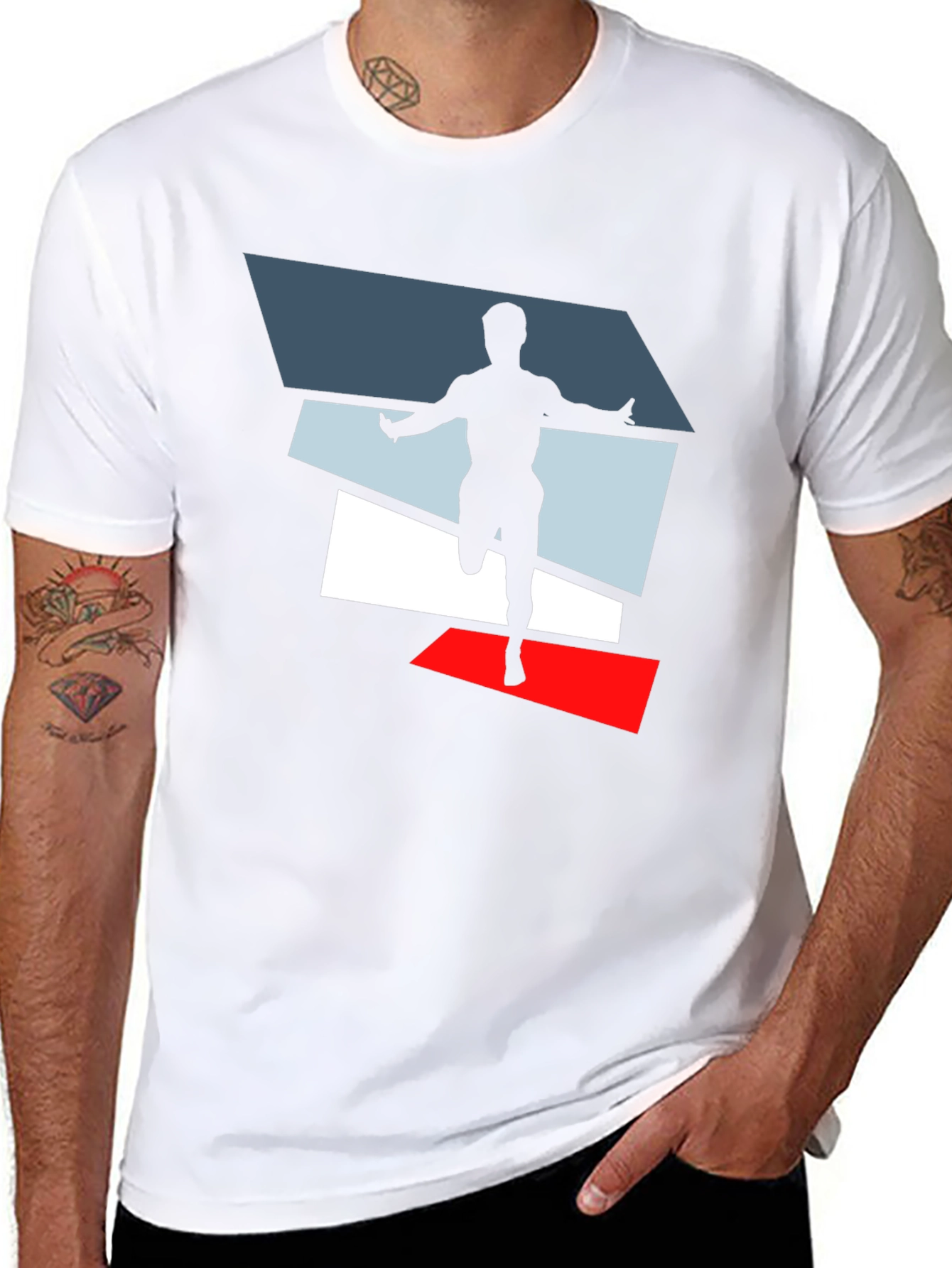 Mens Black Graphic Tee - Runner Design