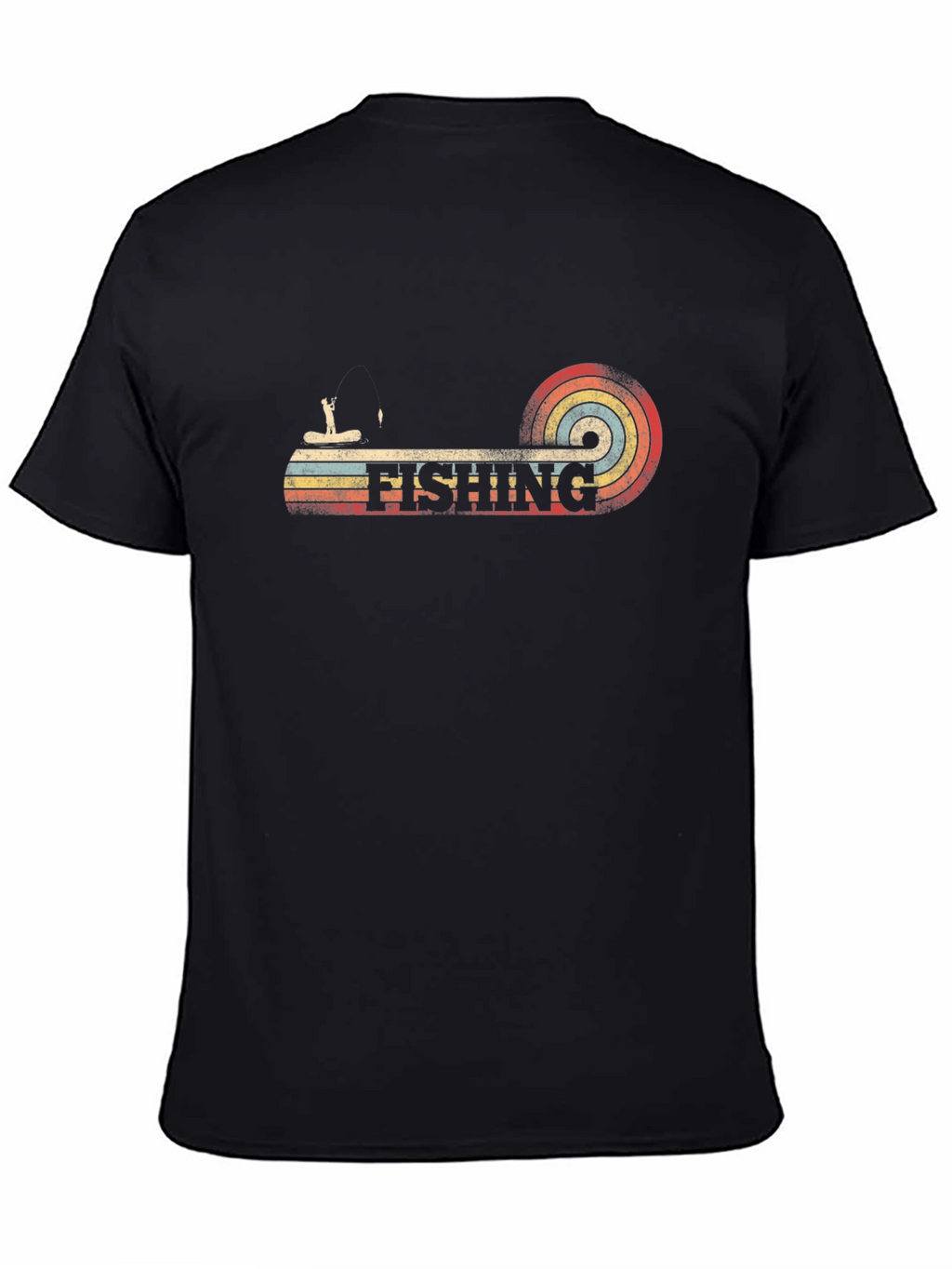 Retro Fishing Graphic T-Shirt - Black