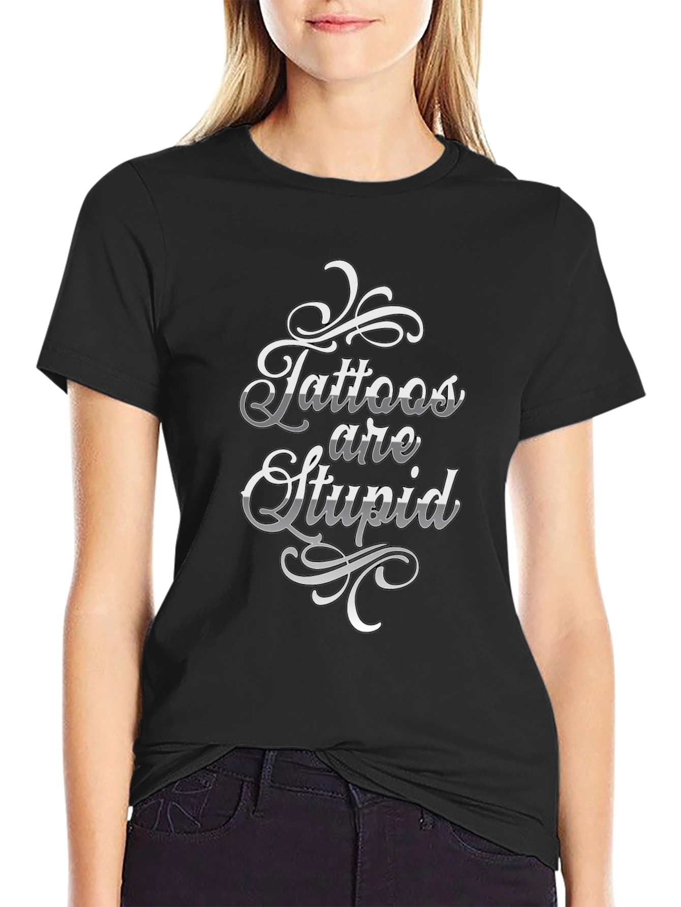 Tattoos are Stupid Graphic T-Shirt - Novelty Tee