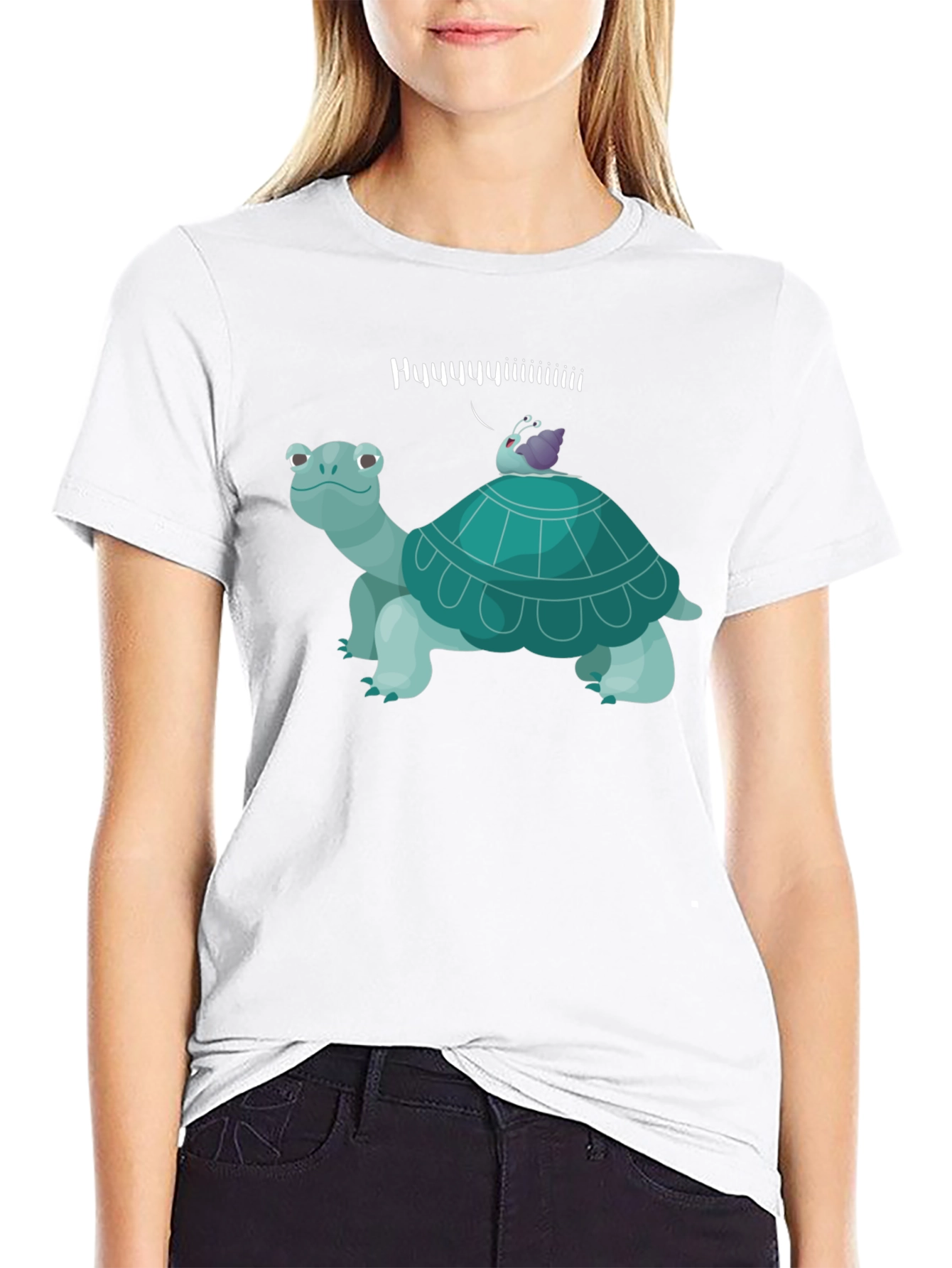 Humorous Turtle & Snail Graphic T-Shirt