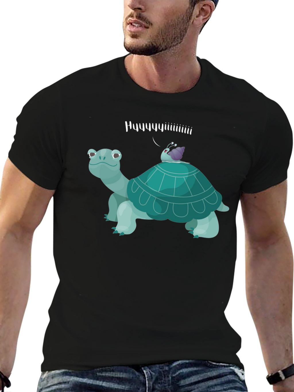 Humorous Turtle & Snail Graphic T-Shirt