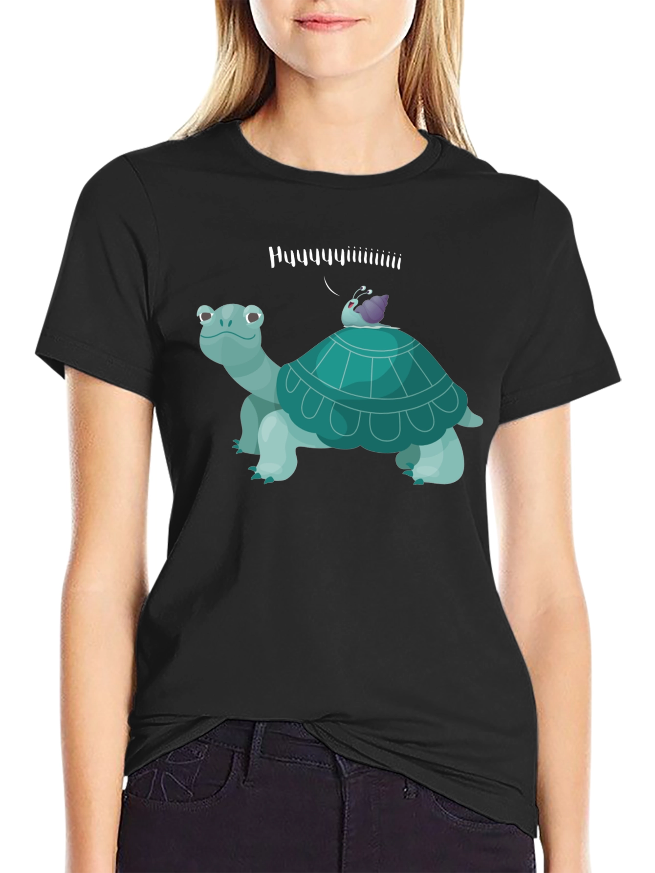 Humorous Turtle & Snail Graphic T-Shirt
