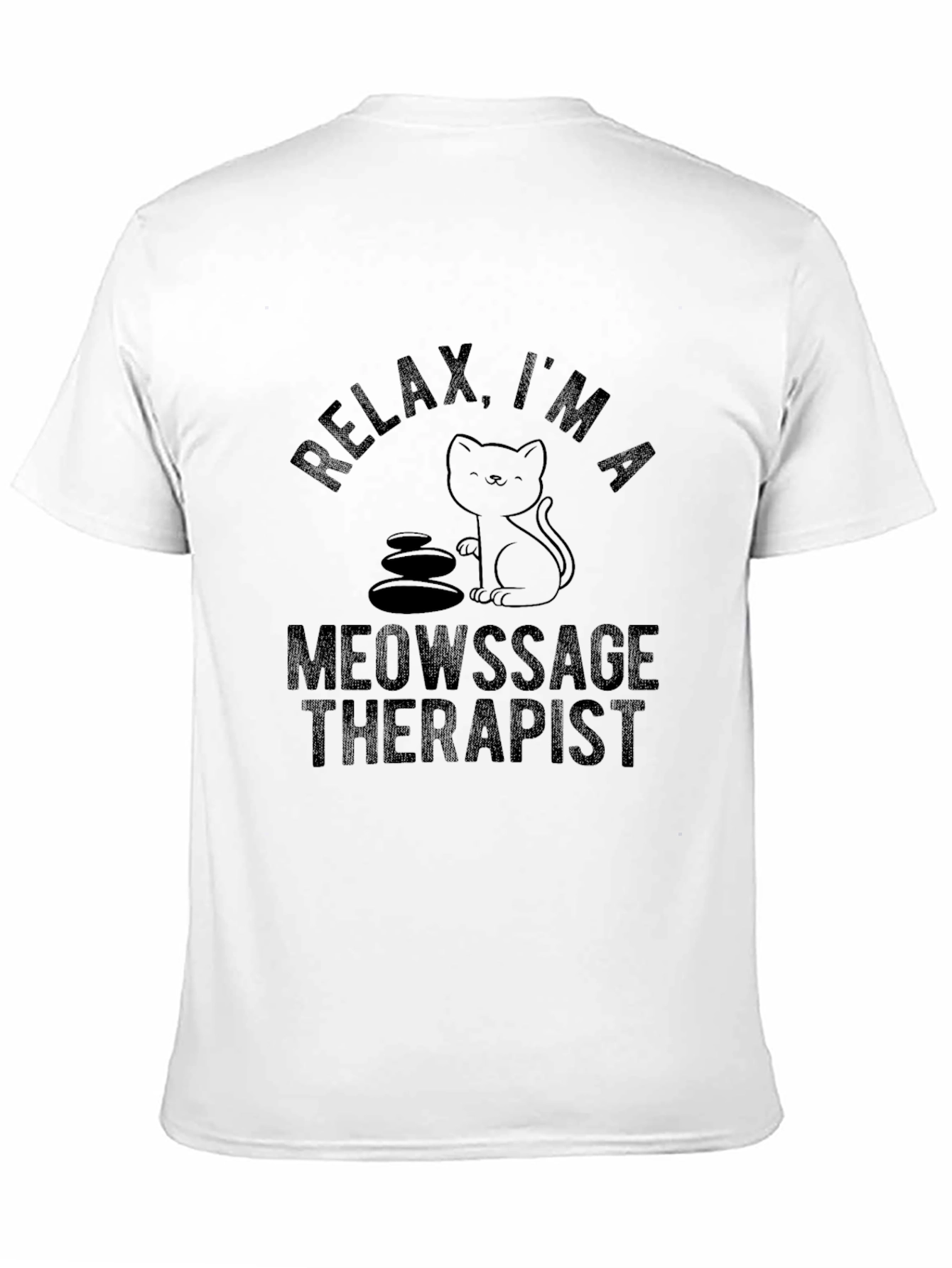 Relax Meowsage Therapist Black T-Shirt