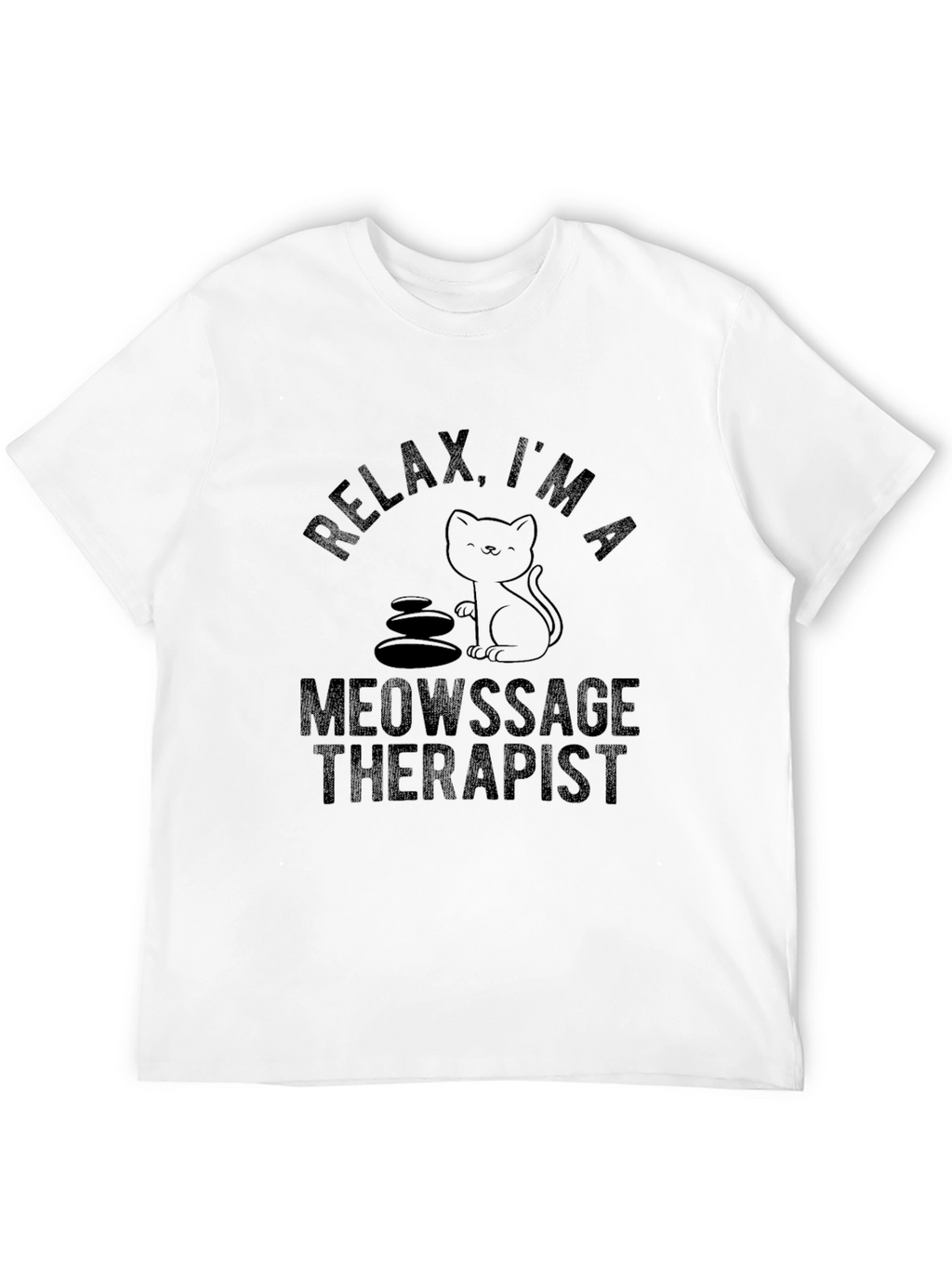 Relax Meowsage Therapist Black T-Shirt