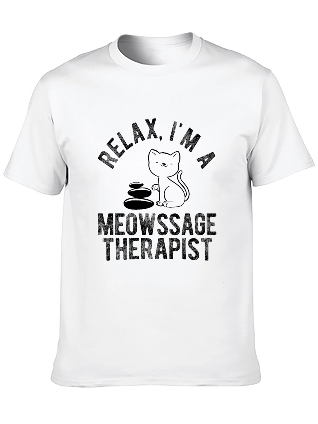 Relax Meowsage Therapist Black T-Shirt