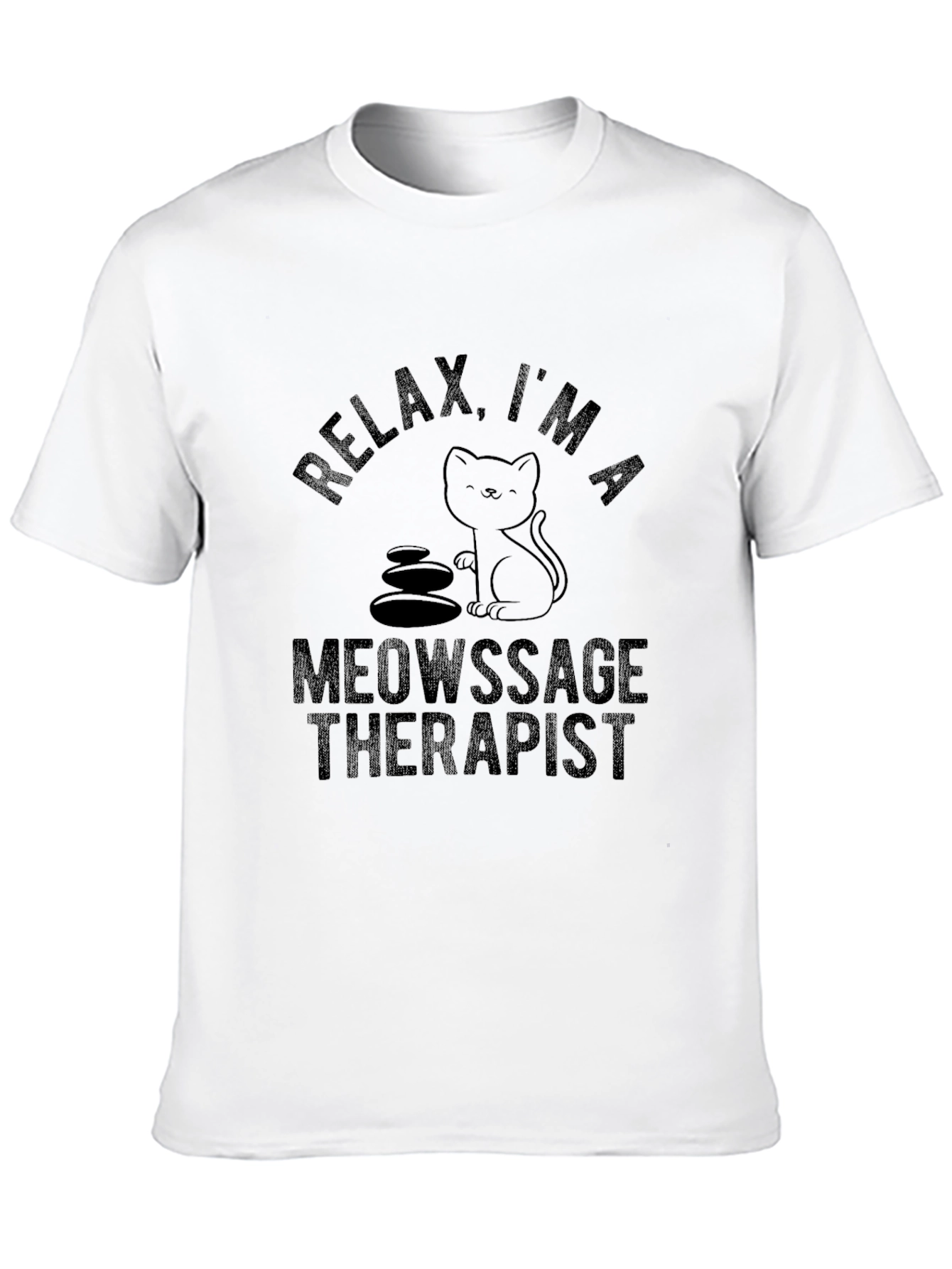 Relax Meowsage Therapist Black T-Shirt