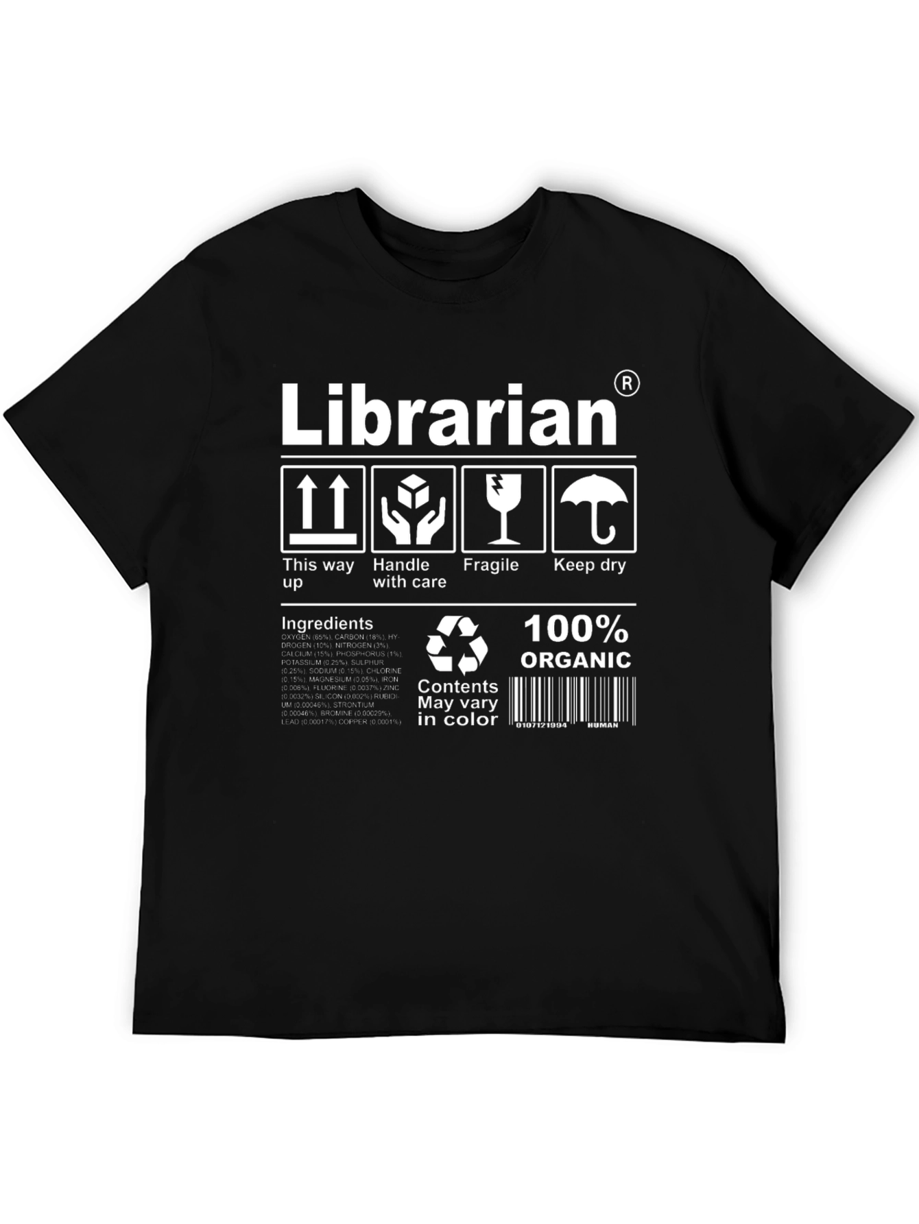 Librarian 100% Organic Novelty T-Shirt