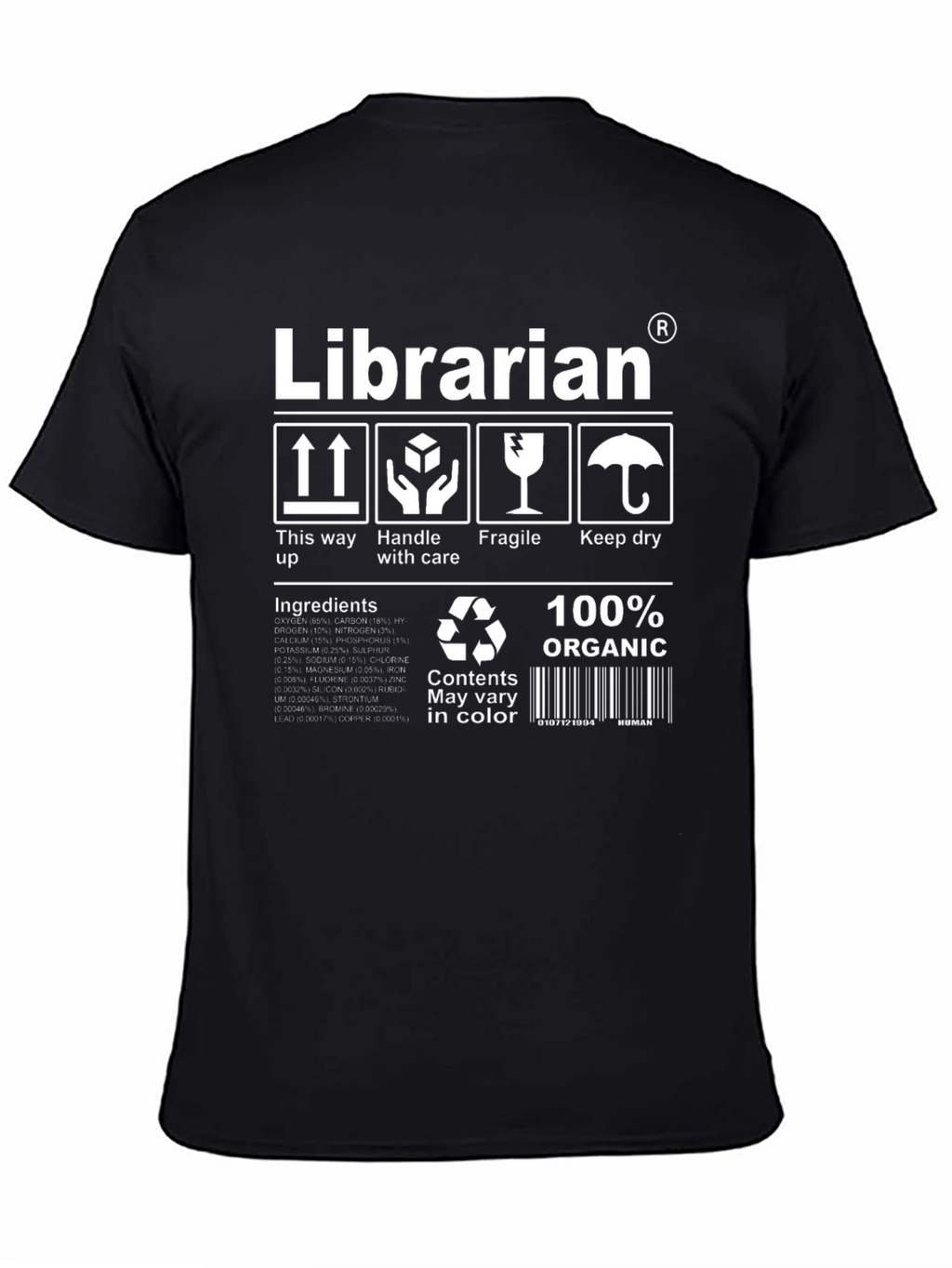 Librarian 100% Organic Novelty T-Shirt