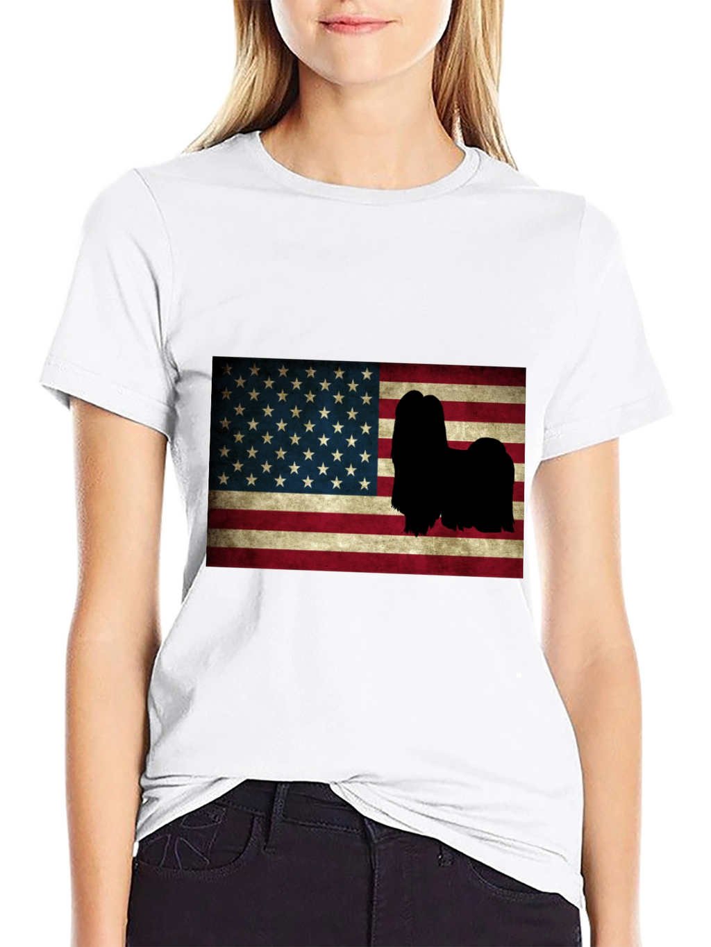 American Flag Lhasa Apso T-Shirt