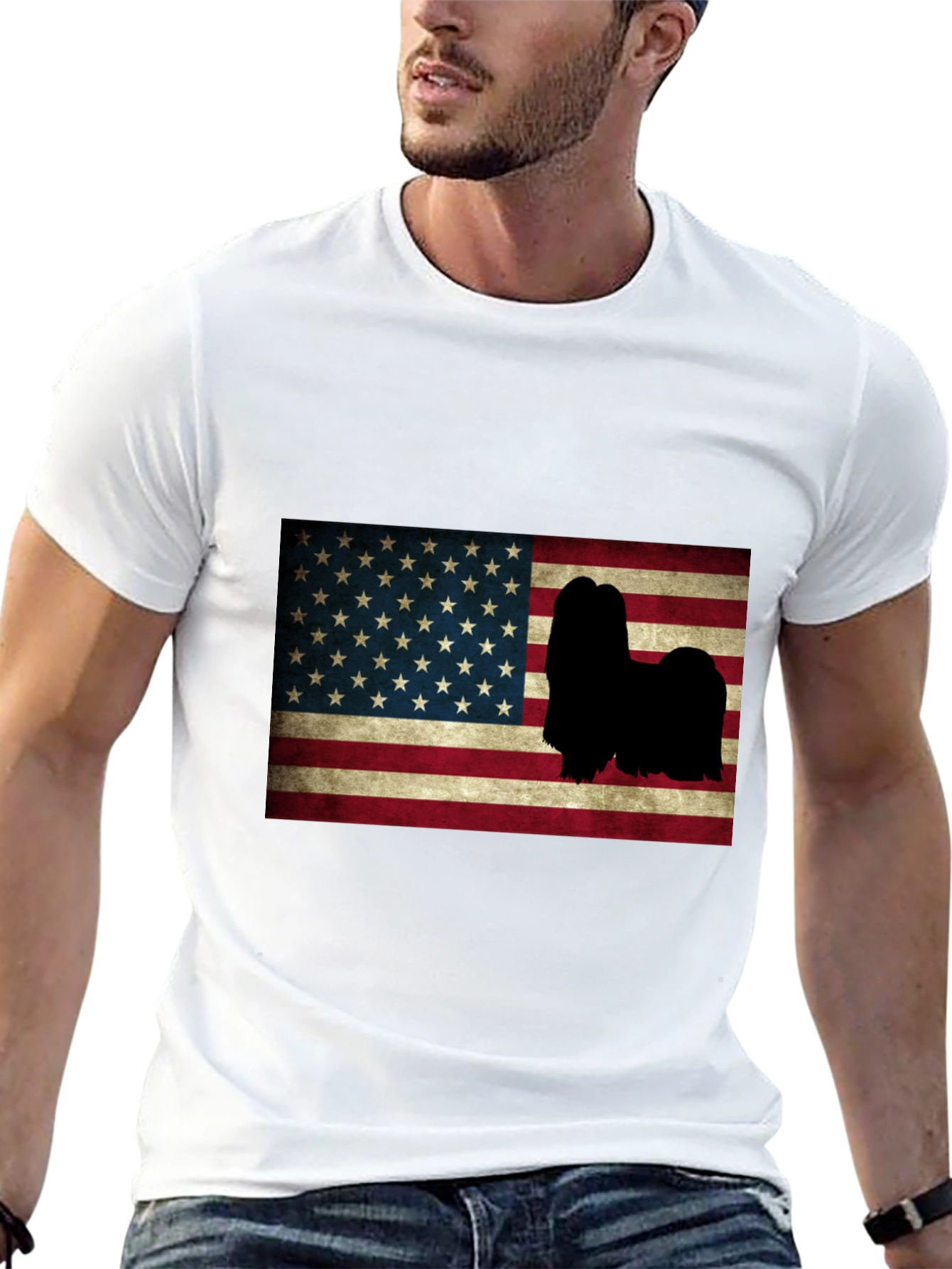 American Flag Lhasa Apso T-Shirt