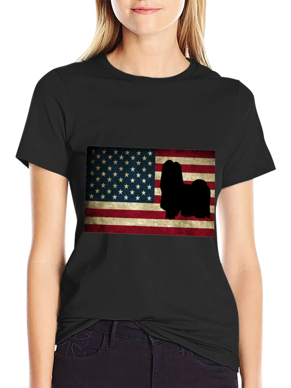 American Flag Lhasa Apso T-Shirt