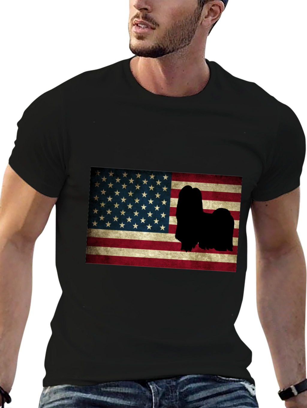 American Flag Lhasa Apso T-Shirt