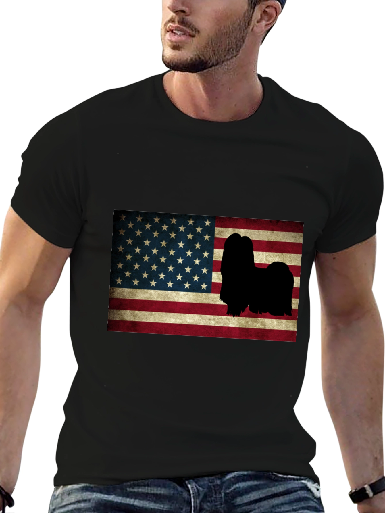 American Flag Lhasa Apso T-Shirt
