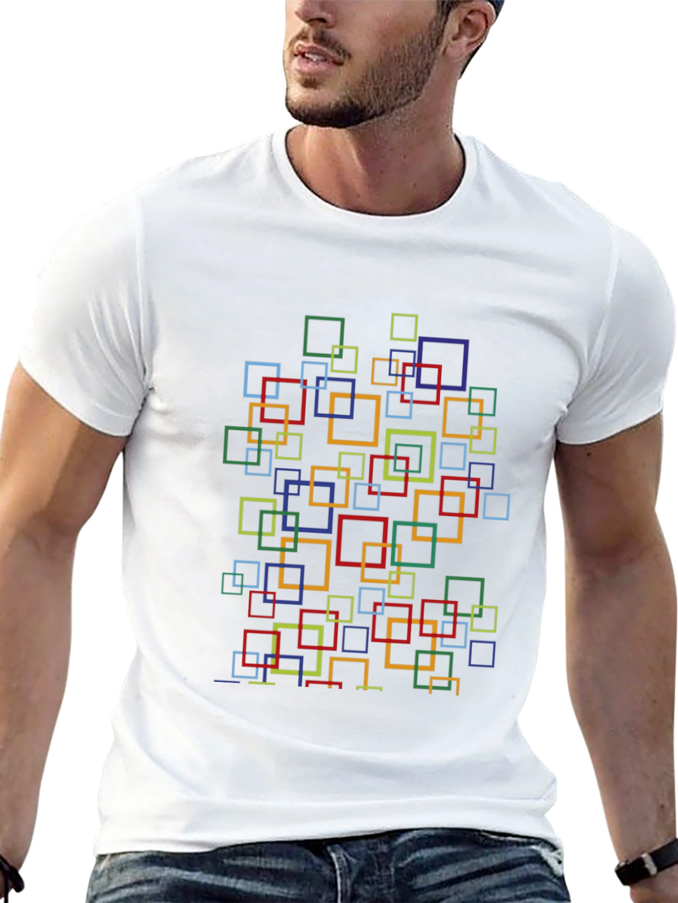 Abstract Square Pattern T-Shirt - Stylish Casual Wear