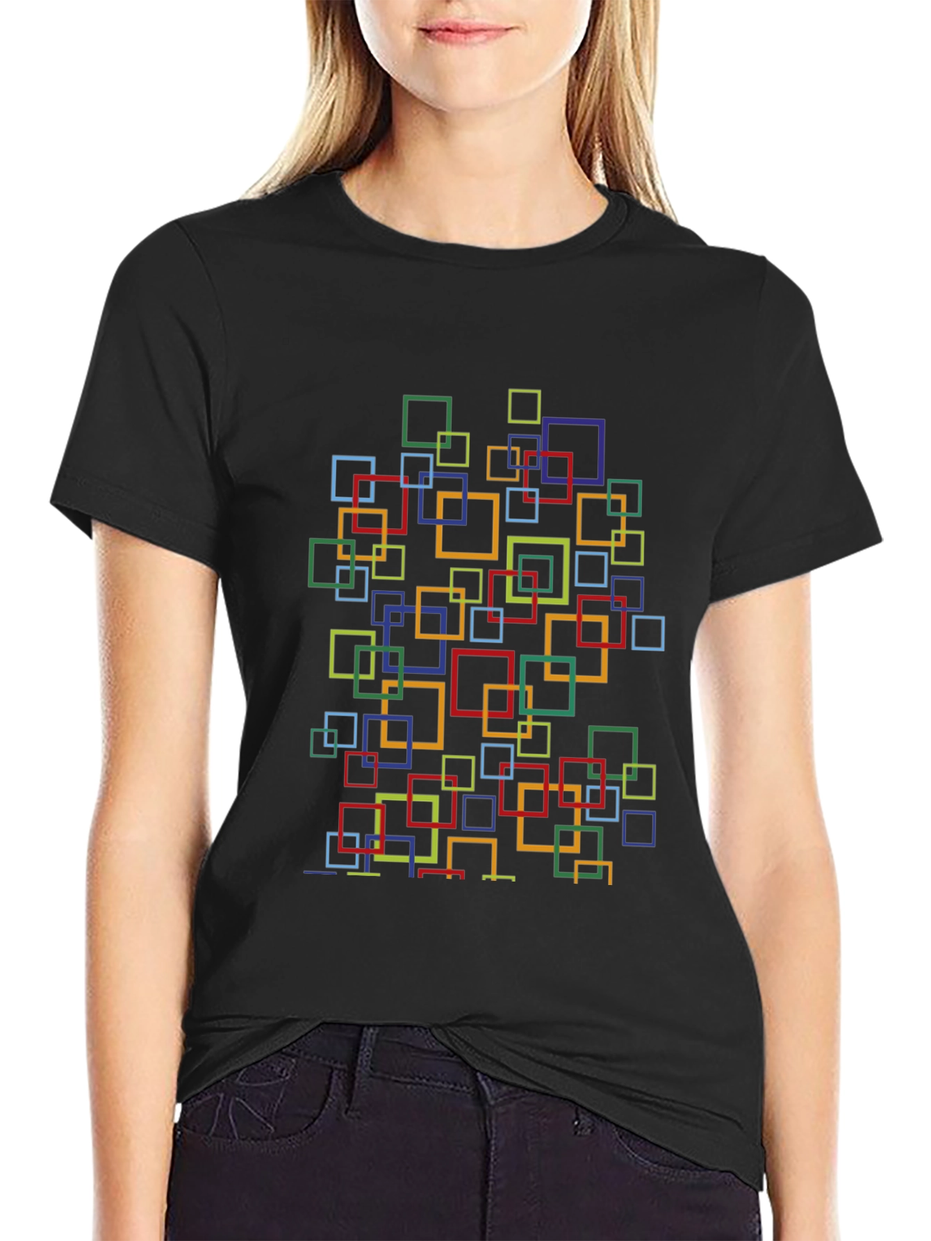 Abstract Square Pattern T-Shirt - Stylish Casual Wear