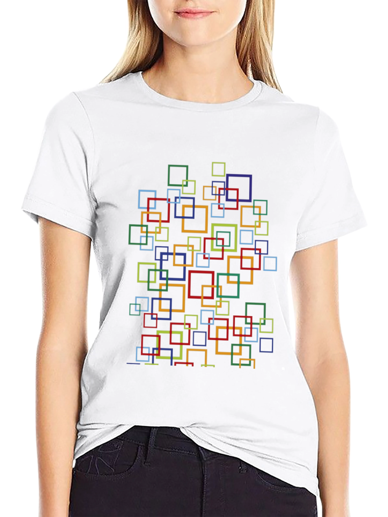 Abstract Square Pattern T-Shirt - Stylish Casual Wear