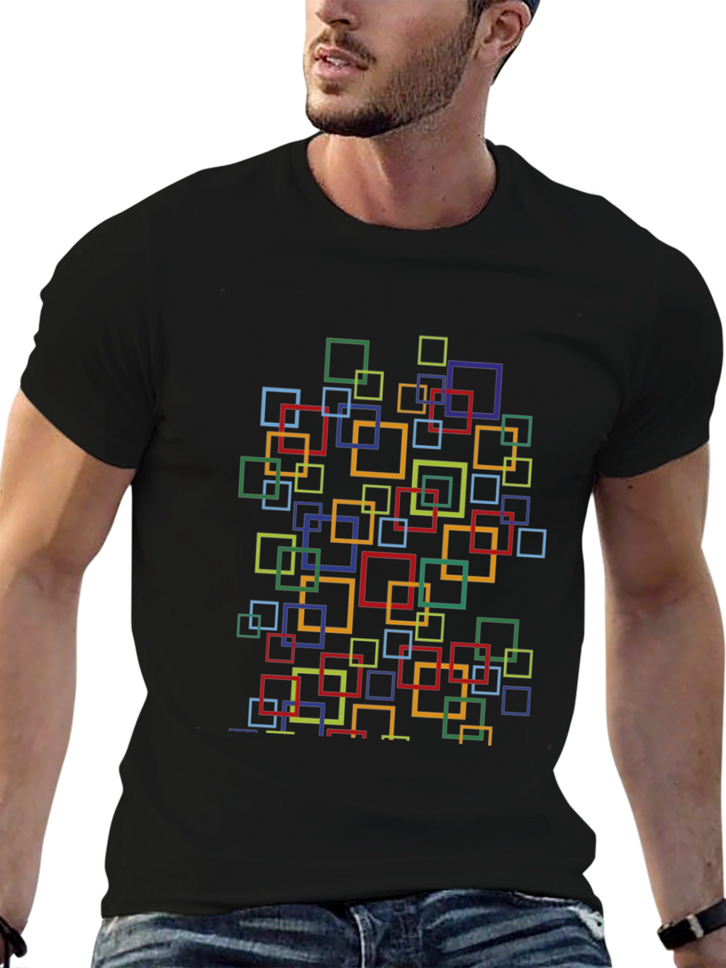 Abstract Square Pattern T-Shirt - Stylish Casual Wear