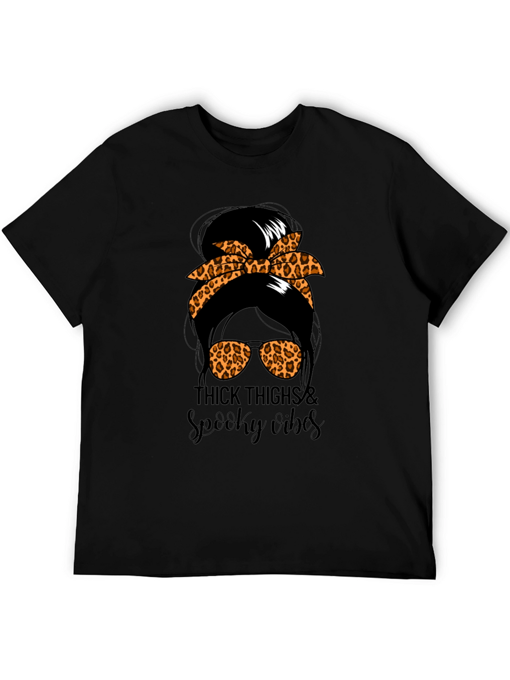 Thick Thighs & Spooky Vibes Messy Bun T-Shirt