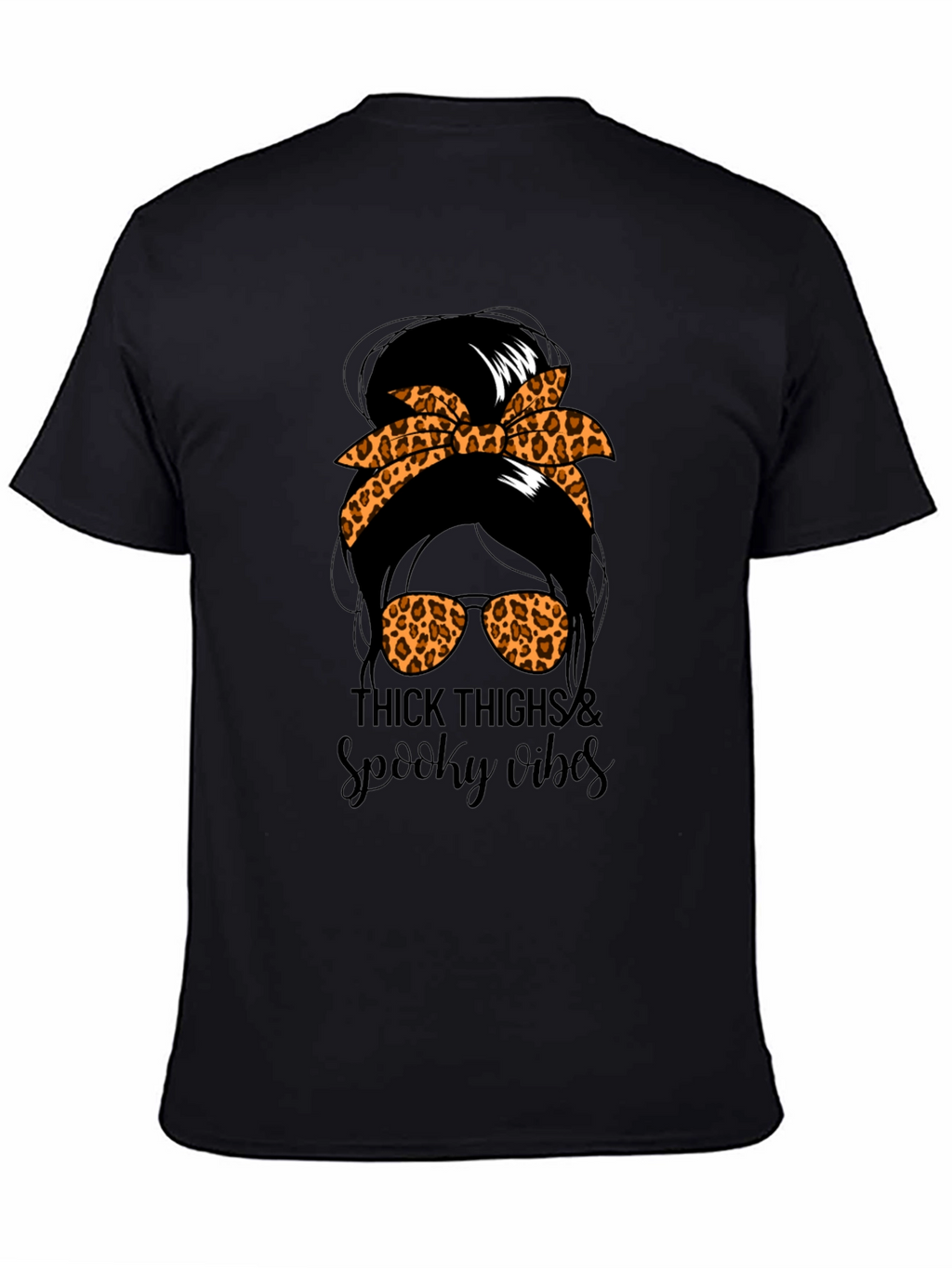 Thick Thighs & Spooky Vibes Messy Bun T-Shirt