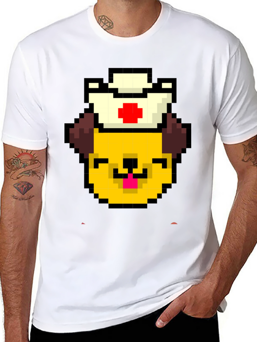 Pixel Dog Nurse Black T-Shirt