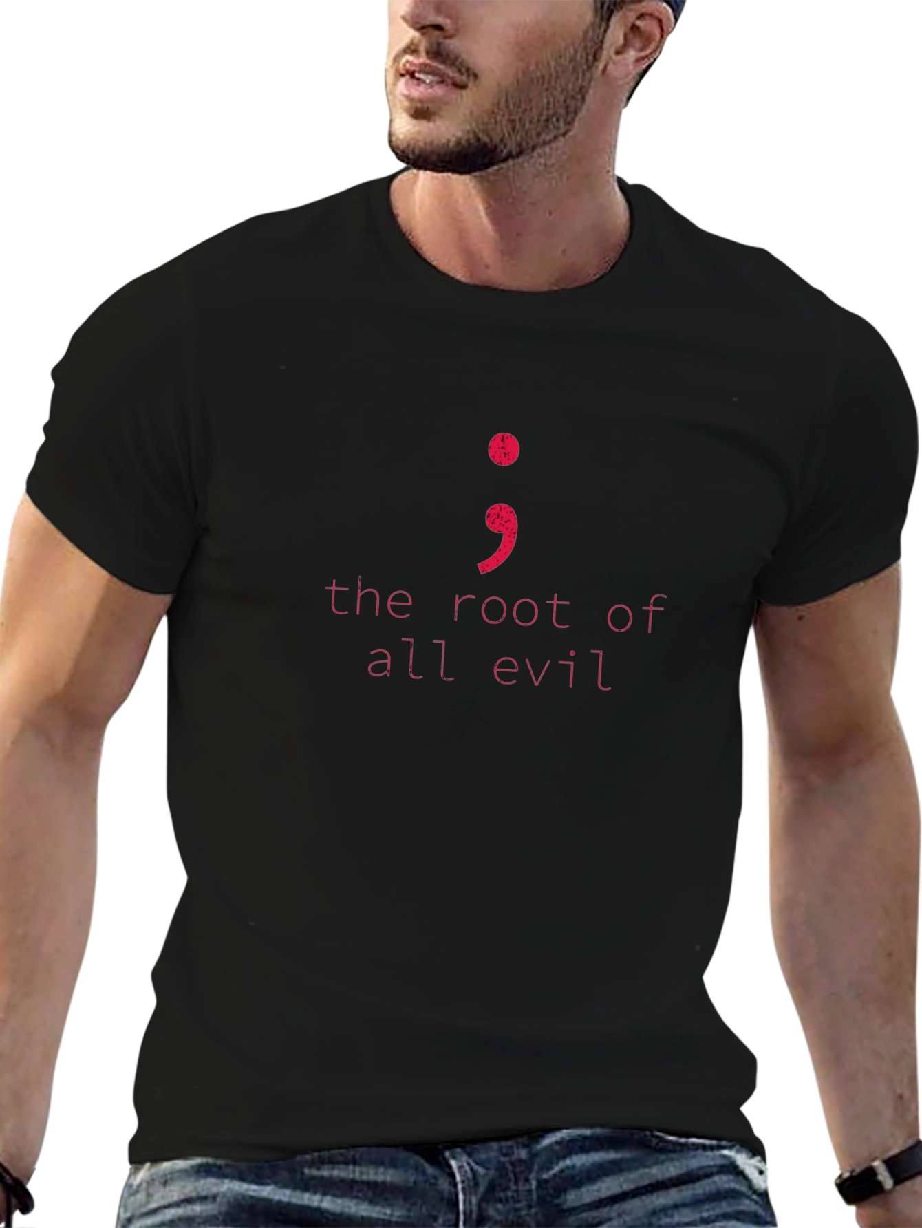 Root of All Evil Semicolon T-Shirt